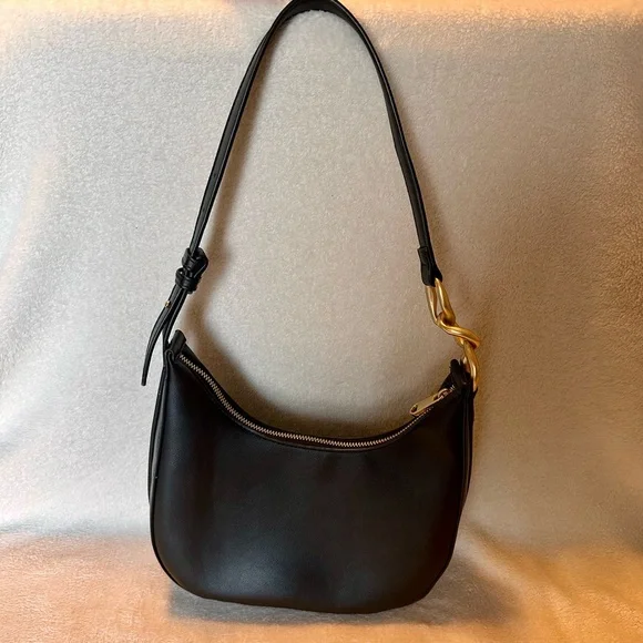 Adjustable Black Shoulder Bag with Gold Hardware - Picture 5 of 10